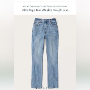 Abercrombie & Fitch Ultra High Rise 90s Slim Straight Jeans - Light Blue Denim